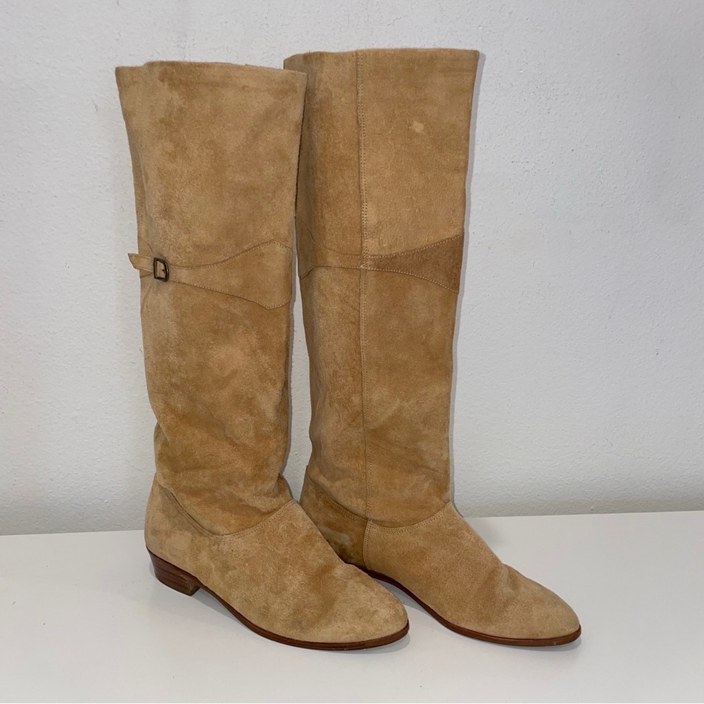 Vintage 9 West Tan Suede Knee-High Boots